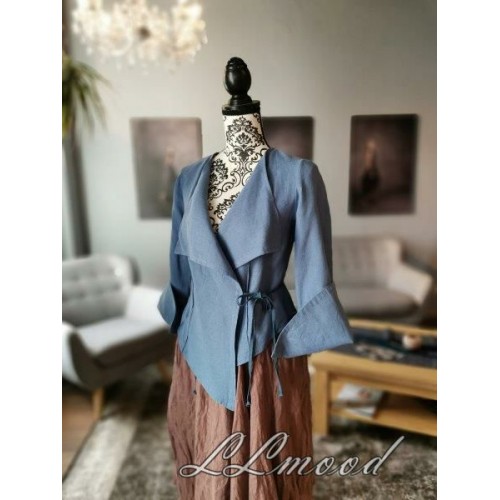 Linen blouse - jacket light blue