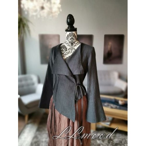 Linen blouse - jacket gray