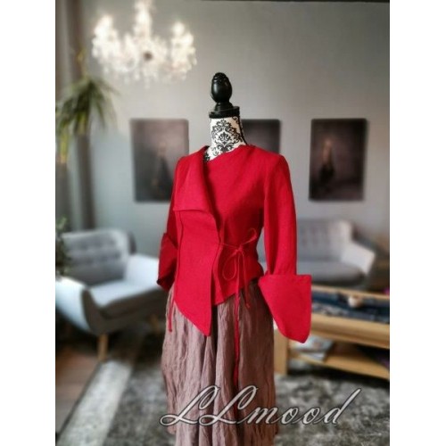 Linen blouse - jacket bright red