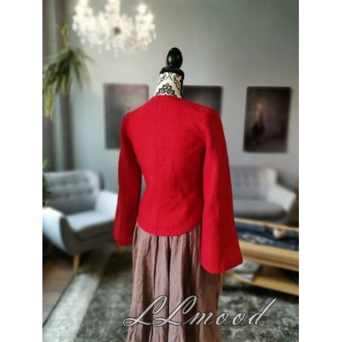 Linen blouse - jacket bright red
